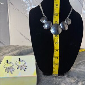 Silver Statement Necklace and Earrings Set
